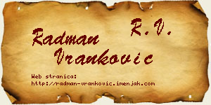 Radman Vranković vizit kartica